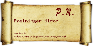 Preininger Miron névjegykártya